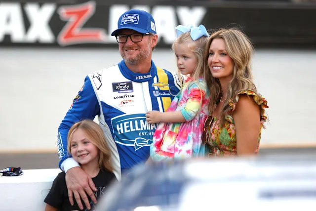 Dale Earnhardt Jr. with his wife Amy Reimann and their kids.